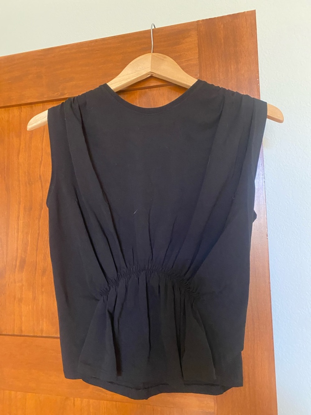ATM Anthony Thomas Melillo Black Sleeveless Gathered-Waist Dress
